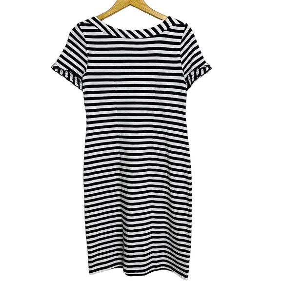 Talbots Nautical Striped Cotton Shift Dress Navy/White Size XS - Picture 2 of 4